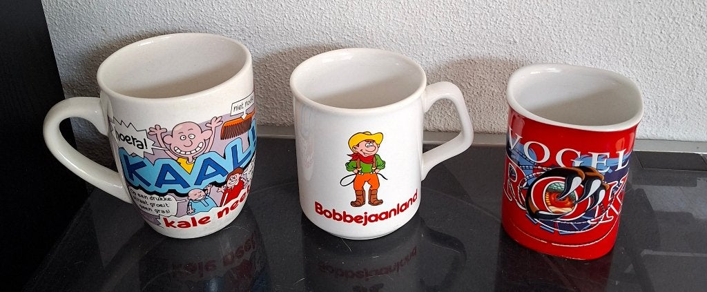 3 x drink mok. o.a. Efteling en Bobbejaanland. zie foto., Ophalen of Verzenden, Zo goed als nieuw, Overige stijlen, Kop(pen) en/of Schotel(s)