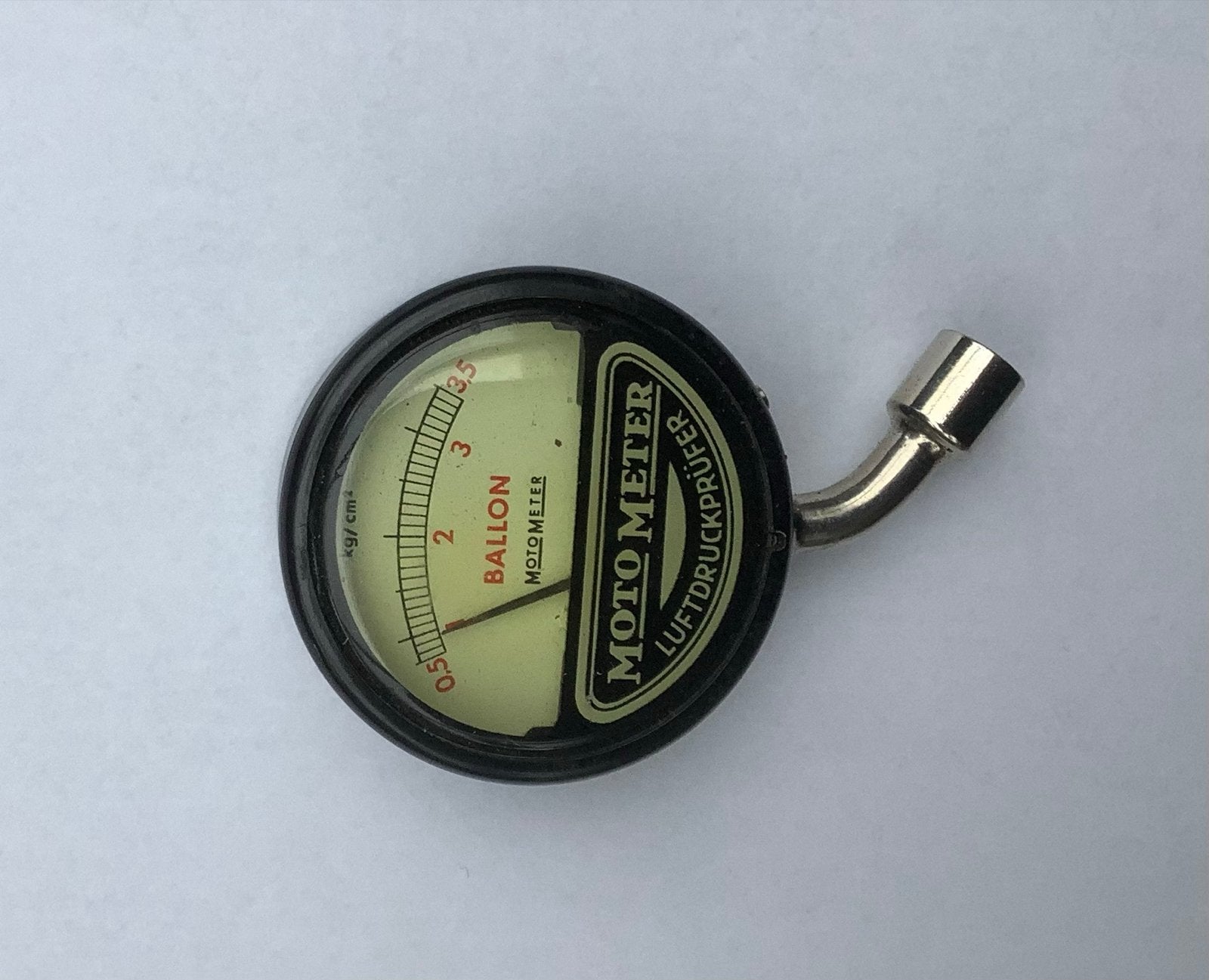 Antieke Moto Meter bandenspanningsmeter met hoesje, Ophalen of Verzenden