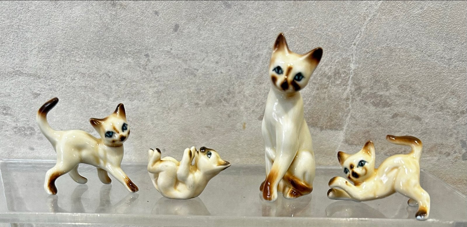Set van 4 vintage Siamese katten beeldjes, Verzenden, Gebruikt