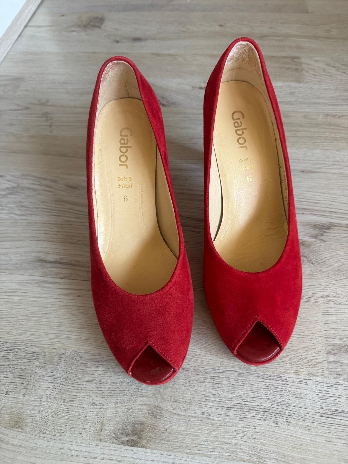 Gabor Soft & Smart rode peep-toe pumps, maat 6, Kleding | Dames, Ophalen of Verzenden, Zo goed als nieuw, Rood, Pumps