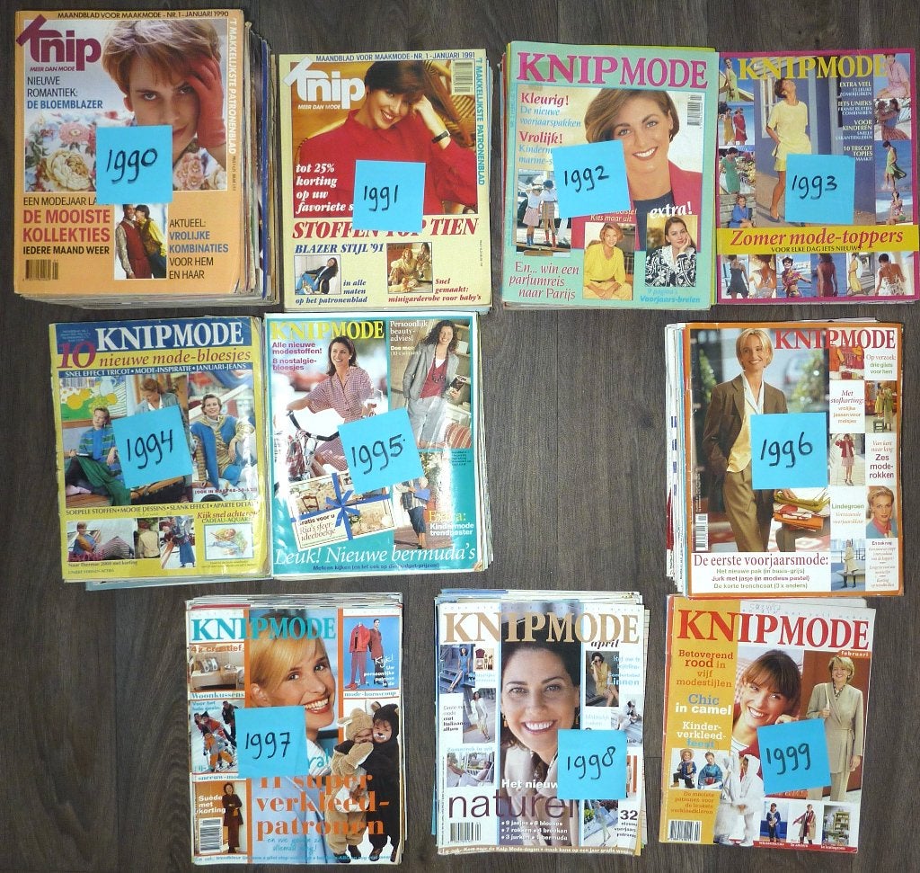 Knipmode 1990 t/m 1999 diverse nummers RETRO/VINTAGE, Ophalen, Overige typen, Vrouw, Zo goed als nieuw