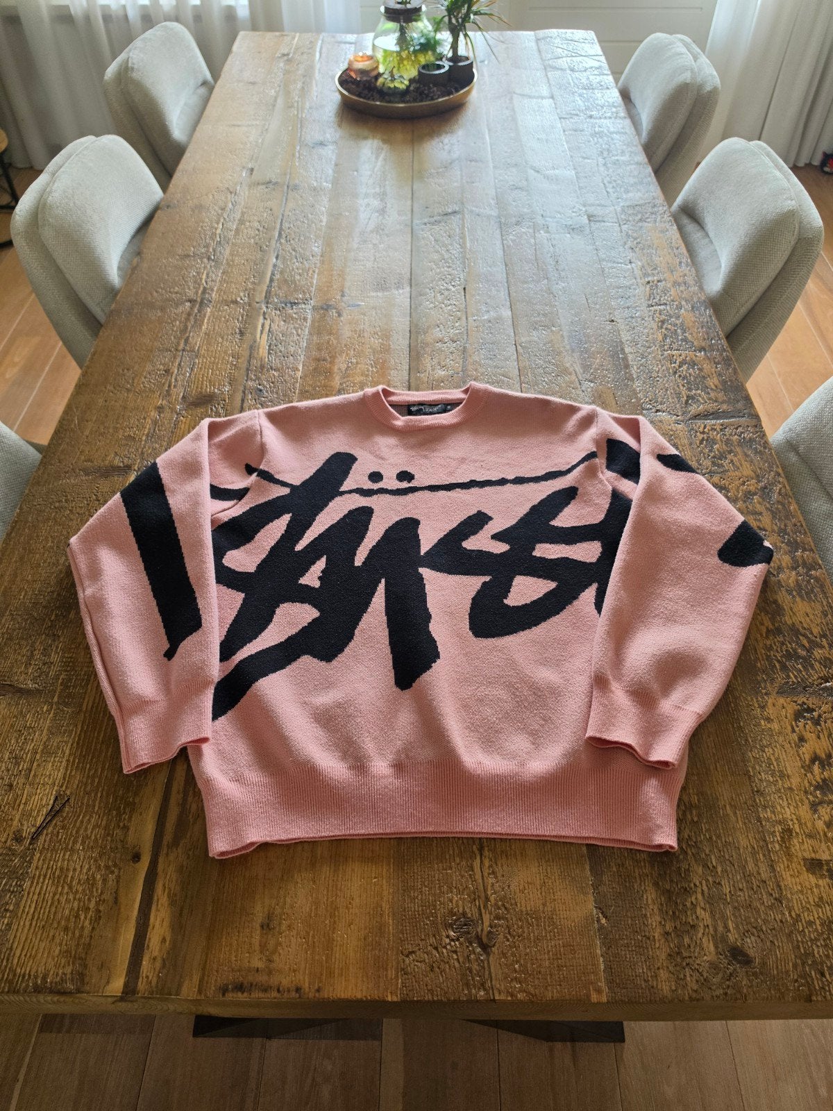 Unisex Stüssy Rough & Rugged Denim Roze Trui Maat M, Kleding | Heren, Ophalen, Maat 48/50 (M), Zo goed als nieuw, Stüssy