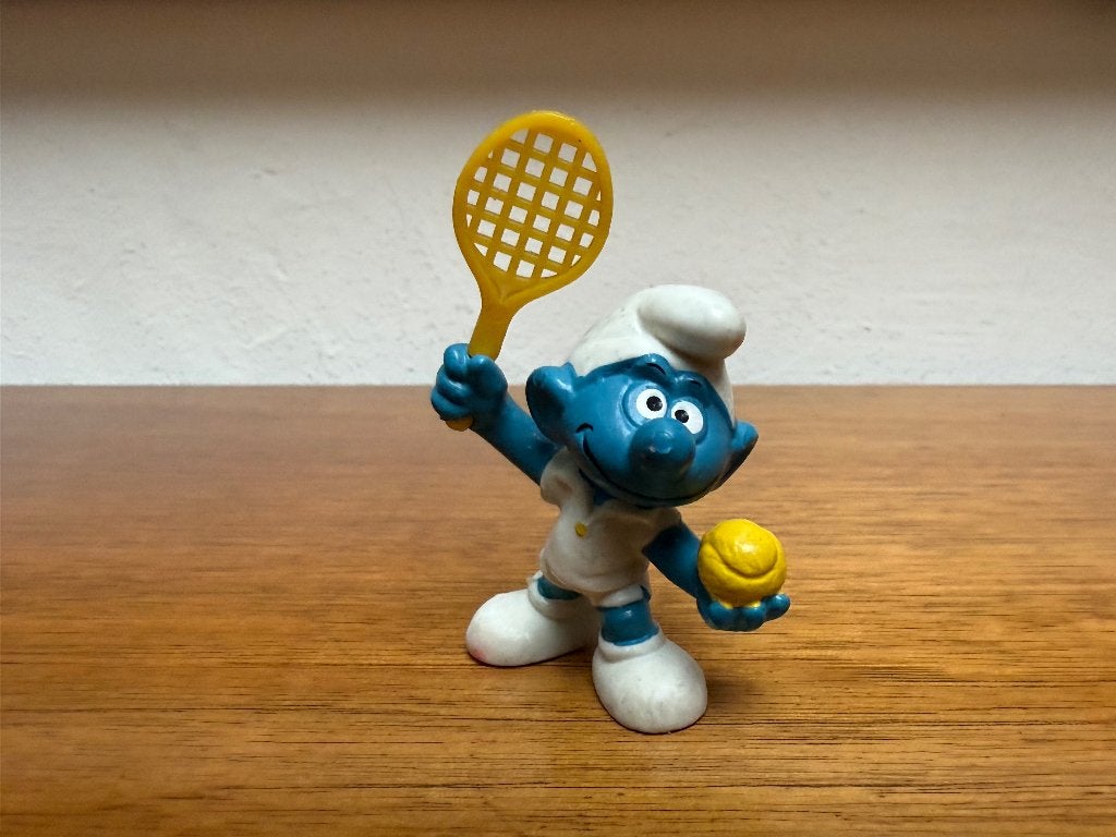Tennis Smurf (geel racket), Verzamelen, Ophalen of Verzenden, Gebruikt, Overige Smurfen, Poppetje, Figuurtje of Knuffel