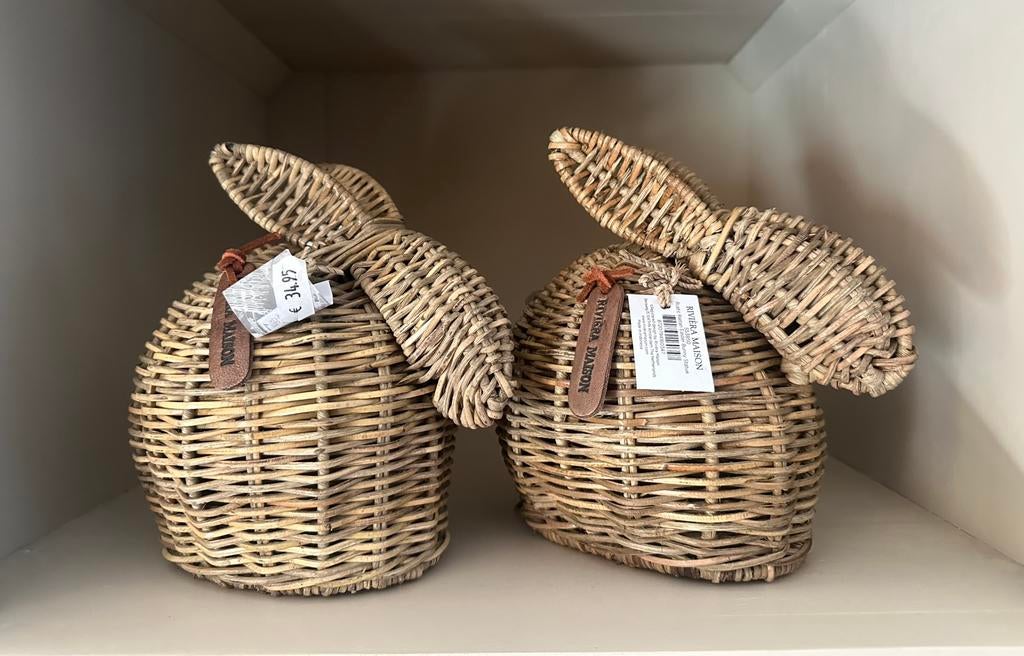 Rivièra Maison rotan konijntjes twee stuks nieuw, Ophalen of Verzenden, Nieuw, Bruin, Natuurlijk materiaal
