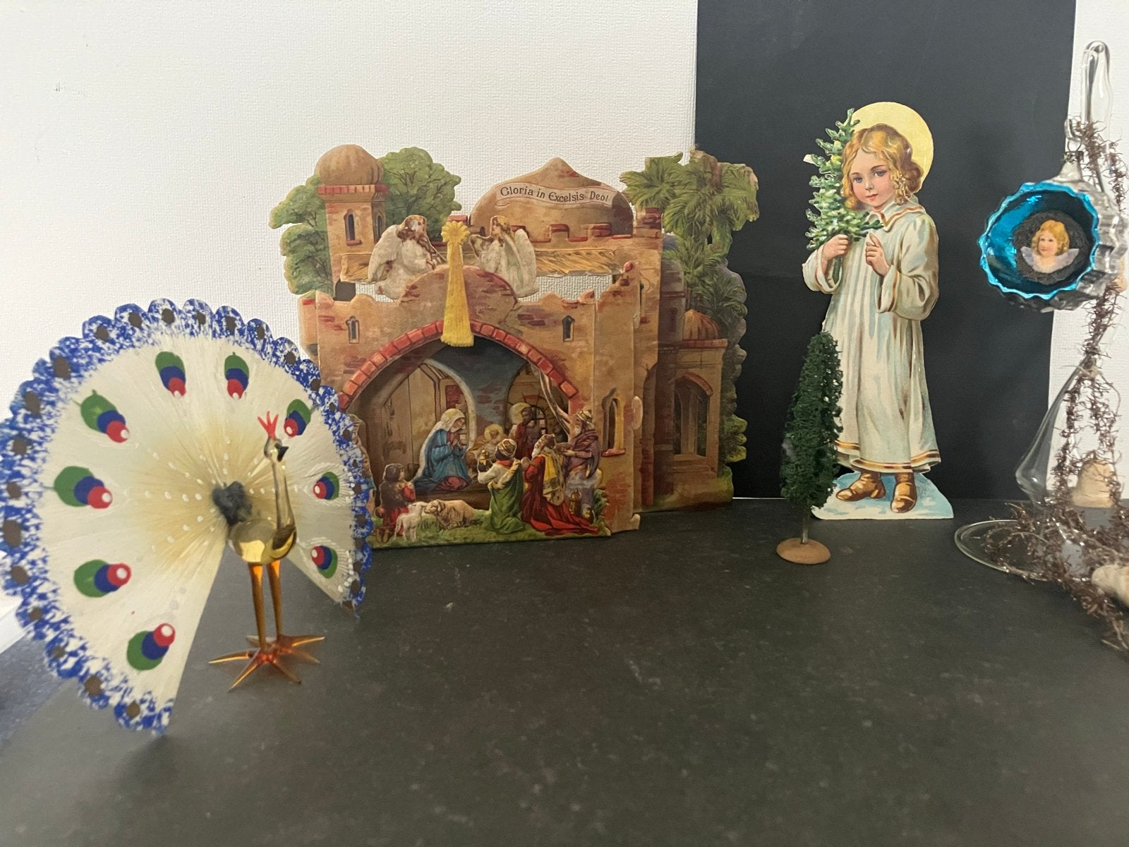 Antieke papieren kerststal, Ophalen of Verzenden