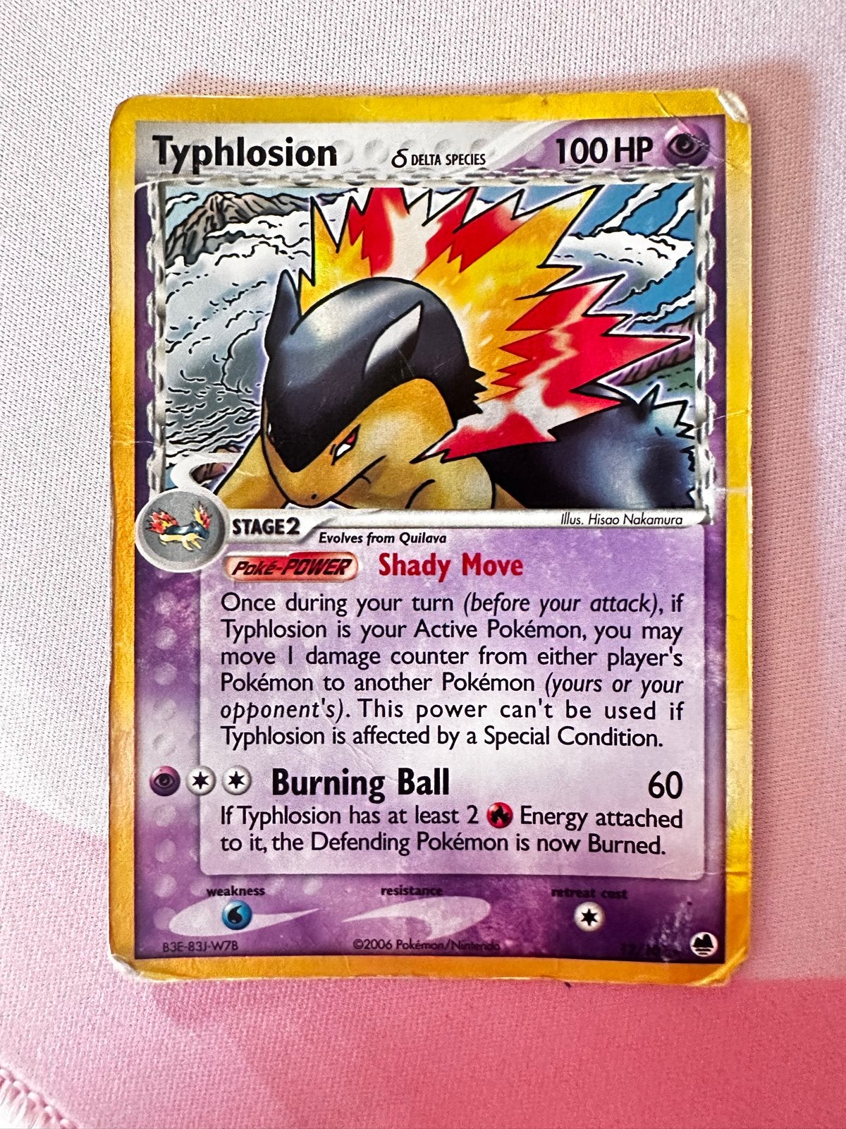 Typhlosion Delta Species Pokémon Kaart - holo nr 12/101, Ophalen of Verzenden, Gebruikt, Losse kaart
