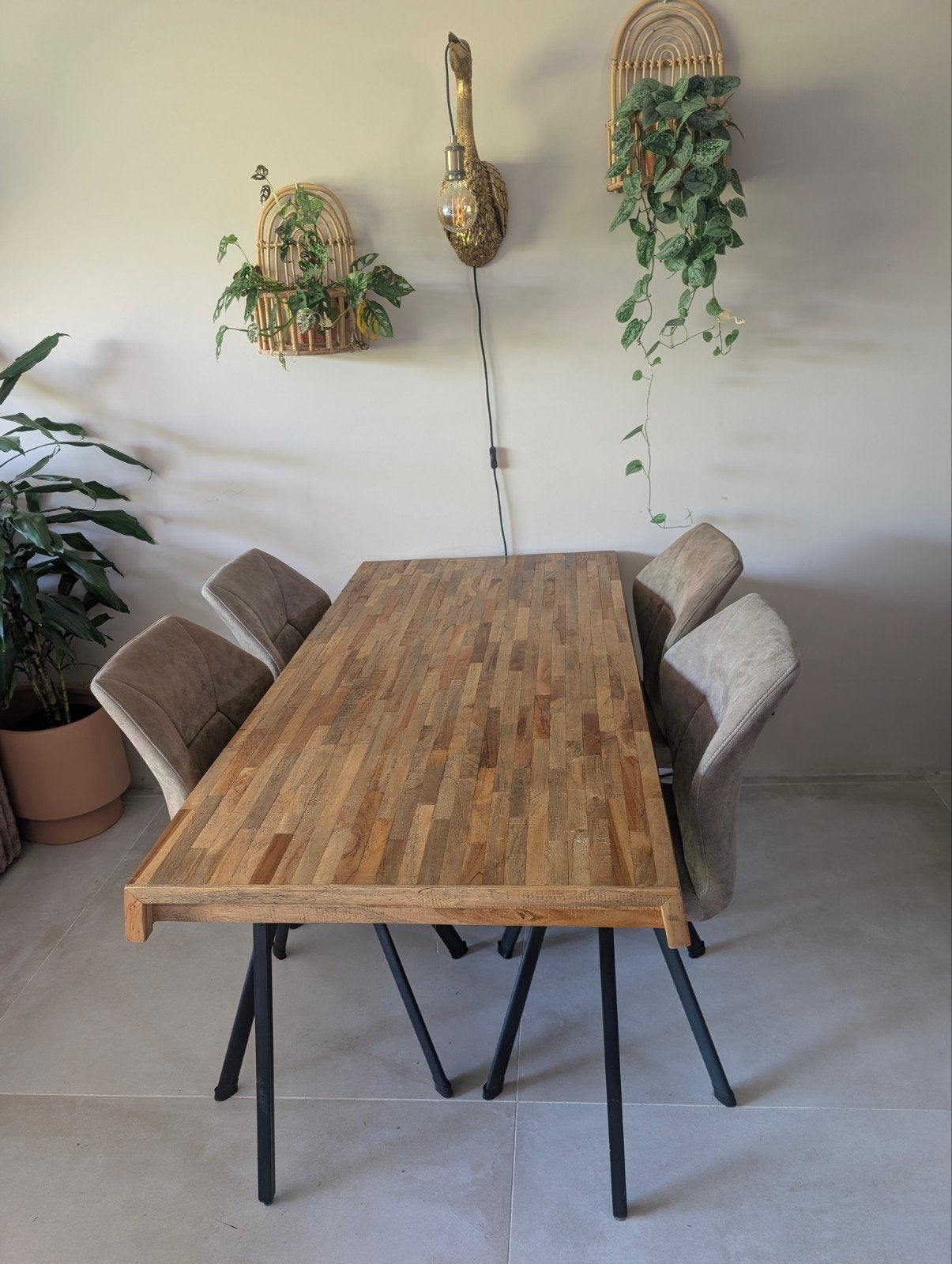 Eettafel Suri 160x78 evt met stoelen, Huis en Inrichting, Ophalen, Teakhout, 50 tot 100 cm, 150 tot 200 cm