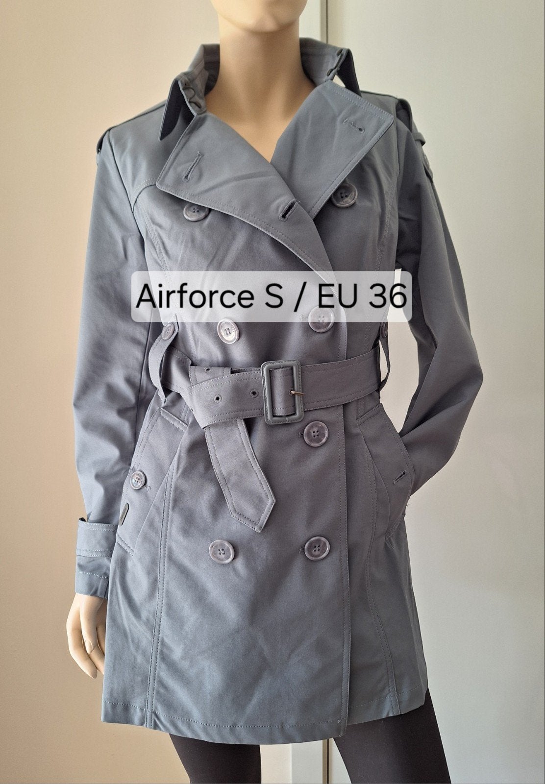 Airforce trenchcoat / regenjas / zomerjas Dark Slate 36 / S, Kleding | Dames, Airforce, Blauw, Nieuw, Ophalen of Verzenden