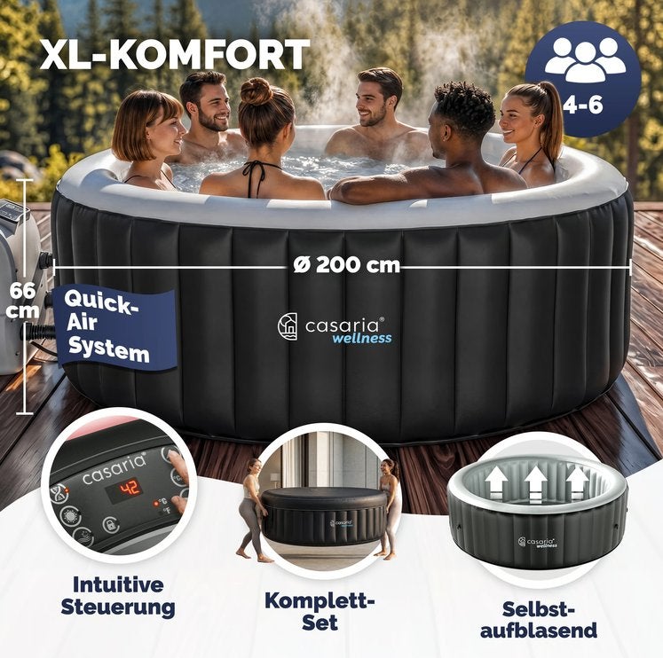 Whirlpool opblaasbaar Zwart 6 pers 20-42 C GRATIS BEZORGD!, Opblaasbaar, Verzenden, Nieuw, Nvt
