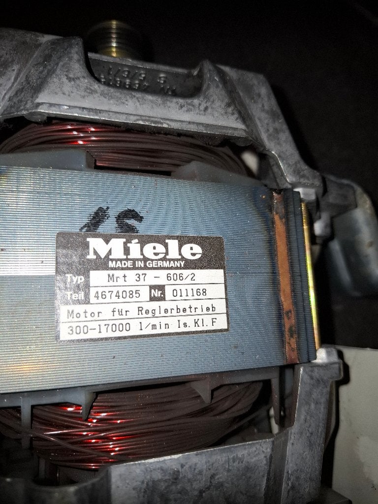 Miele wasmachine motor MRT 37   i.z.g.st., 1200 tot 1600 toeren, Gebruikt, Ophalen of Verzenden, Voorlader