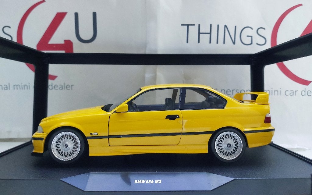 Solido 1:18 BMW M3 (E36) Coupe 1991 geel nieuw in doos, Hobby en Vrije tijd, Ophalen of Verzenden, Nieuw, Auto, Solido