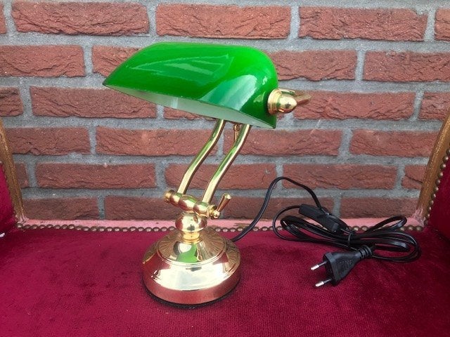 fraaie kleine bankierslamp/ notarislamp, zgan, Ophalen of Verzenden, Zo goed als nieuw, Met schakelaar, Glas