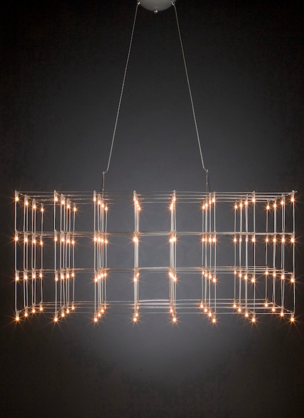 Quasar Universe Square Triple hanglamp met fietslampjes, Ophalen, Gebruikt, Metaal, Overige fittingen