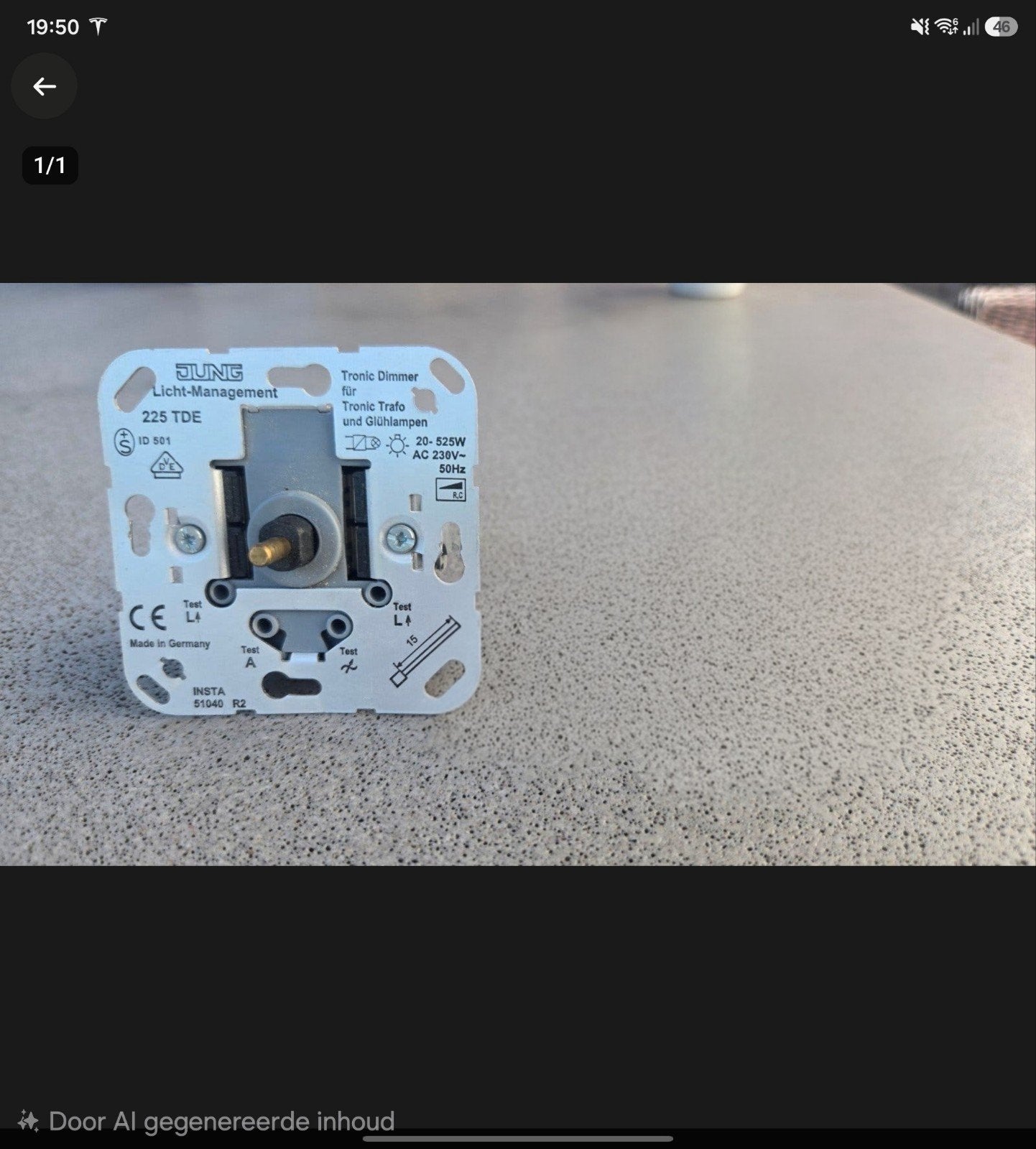 1 Jung halogeen/gloeilamp dimmers, type 225 TDE, Ophalen of Verzenden, Zo goed als nieuw, Jung, Dimmer