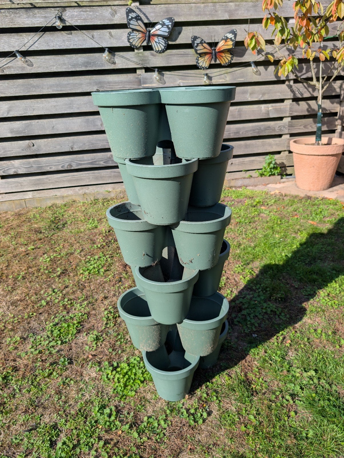Stapelbare Tuin Potten Kunststof 6x Groen - Ecken & Kanten, Tuin en Terras, Kunststof, Gebruikt, 40 cm of meer, Rond
