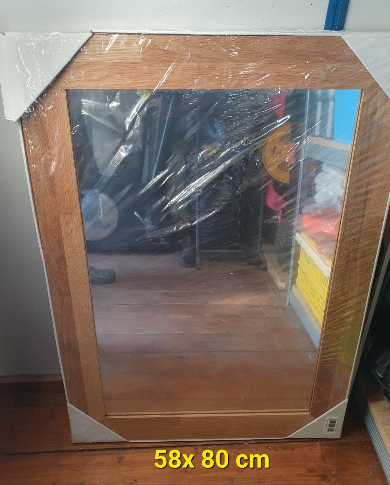 Te koop houten spiegel, Ophalen, Rechthoekig, Minder dan 50 cm, Minder dan 100 cm