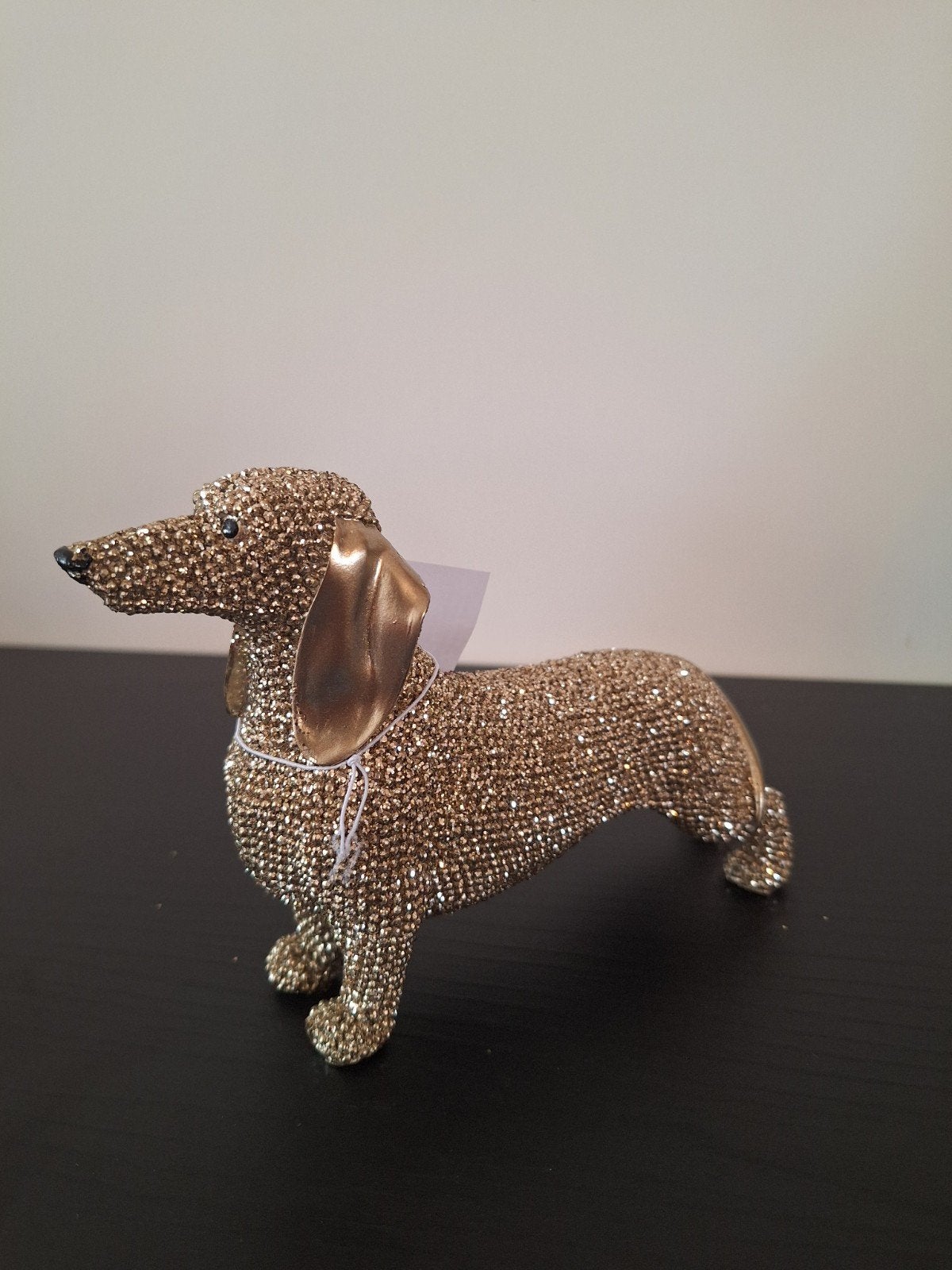 Gouden Teckel Beeldje met Glitter - Nieuw, Overige materialen, Overige stijlen, Nieuw, Ophalen of Verzenden