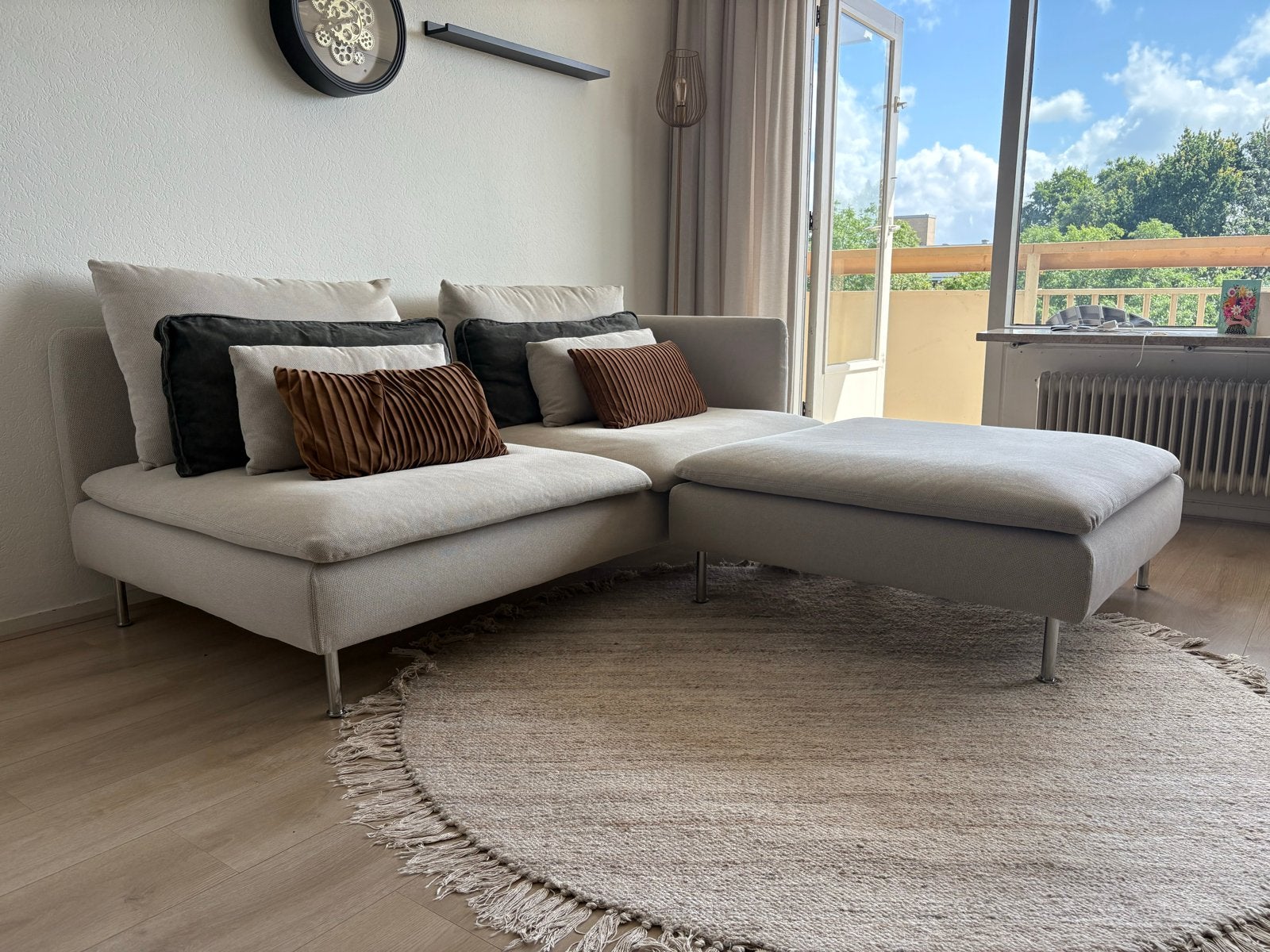 IKEA SÖDERHAMN 3-zitsbank met voetenbank - Zo goed als nieuw, Huis en Inrichting, Ophalen, Driepersoons, 75 tot 100 cm, Zo goed als nieuw