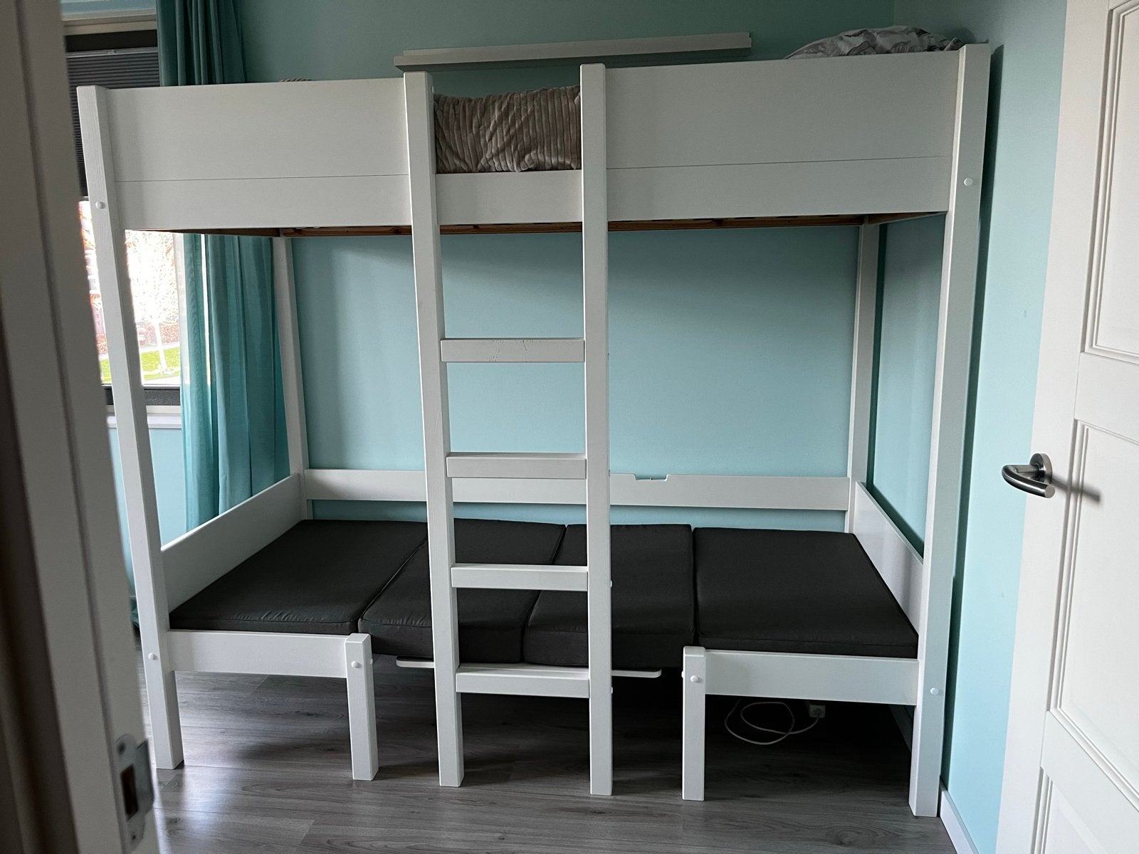 Hoogslaper met bureau en bankje - Ideaal voor kleine kamers, Ophalen, Gebruikt, Eenpersoons, 200 cm