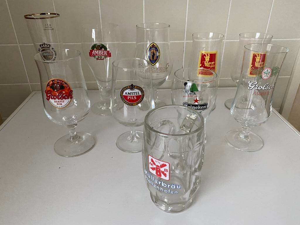 Collectie Bierglazen - Diverse Merken 10 stuks!, Ophalen of Verzenden, Gebruikt, Glas of Glazen, Overige merken