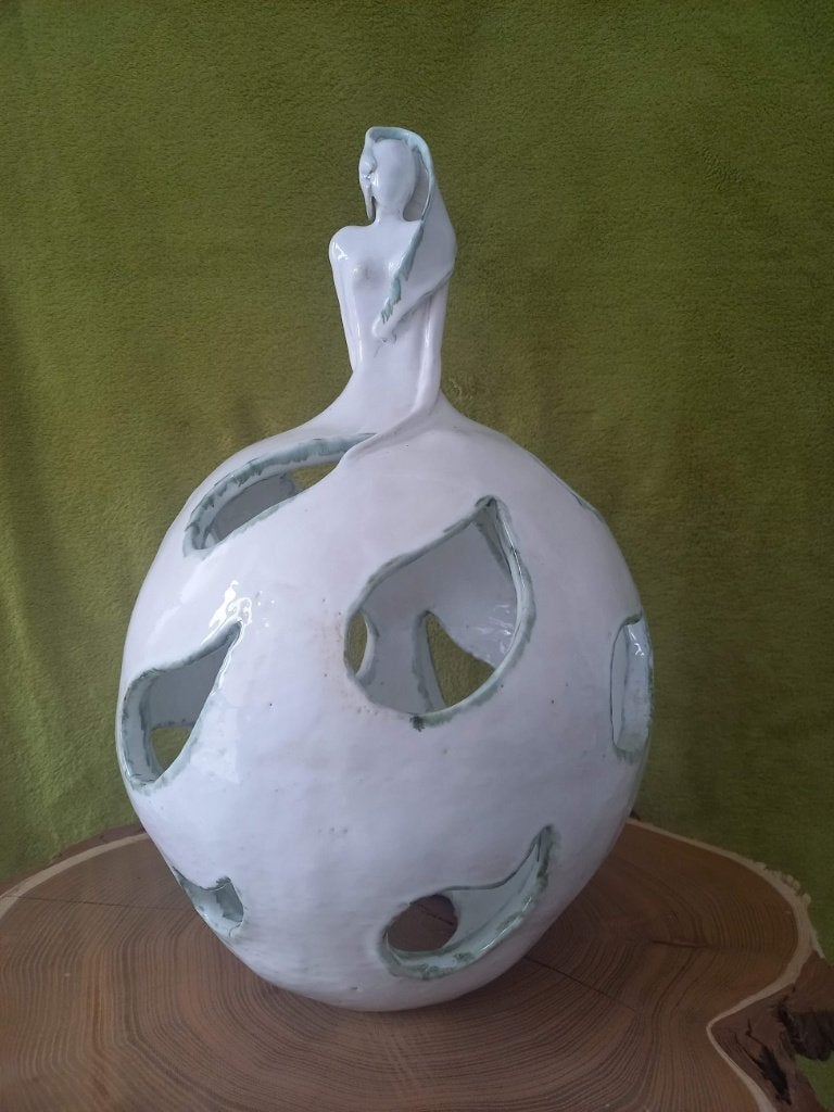 GROOT WIT BEELD, geglazuurd, keramiek, Ophalen, Nieuw, Fantasy