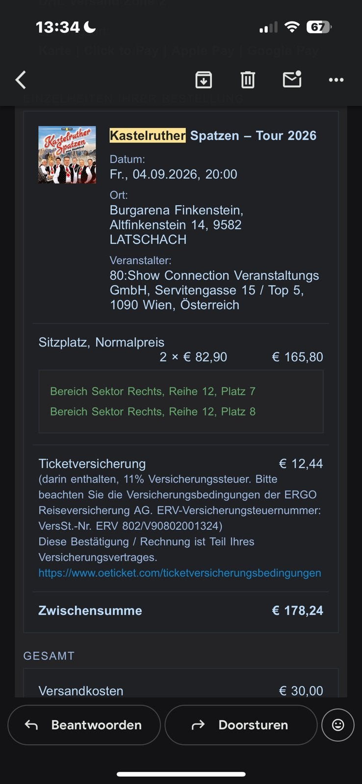 2 tickets te koop van Kastelruther Spatzen in Burgarena, Tickets en Kaartjes, Twee personen