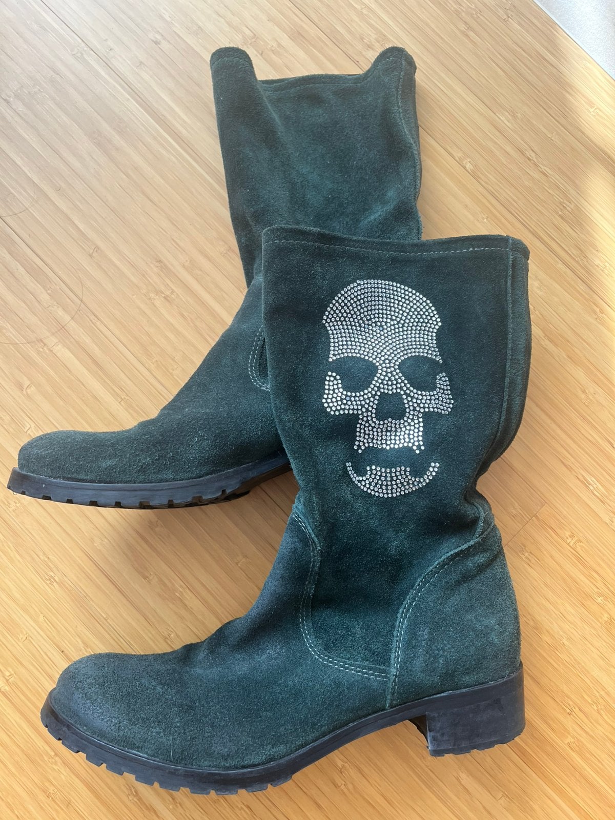 Mooie suede laarzen, Kleding | Dames, Ophalen of Verzenden, Zo goed als nieuw, Groen, Hoge laarzen
