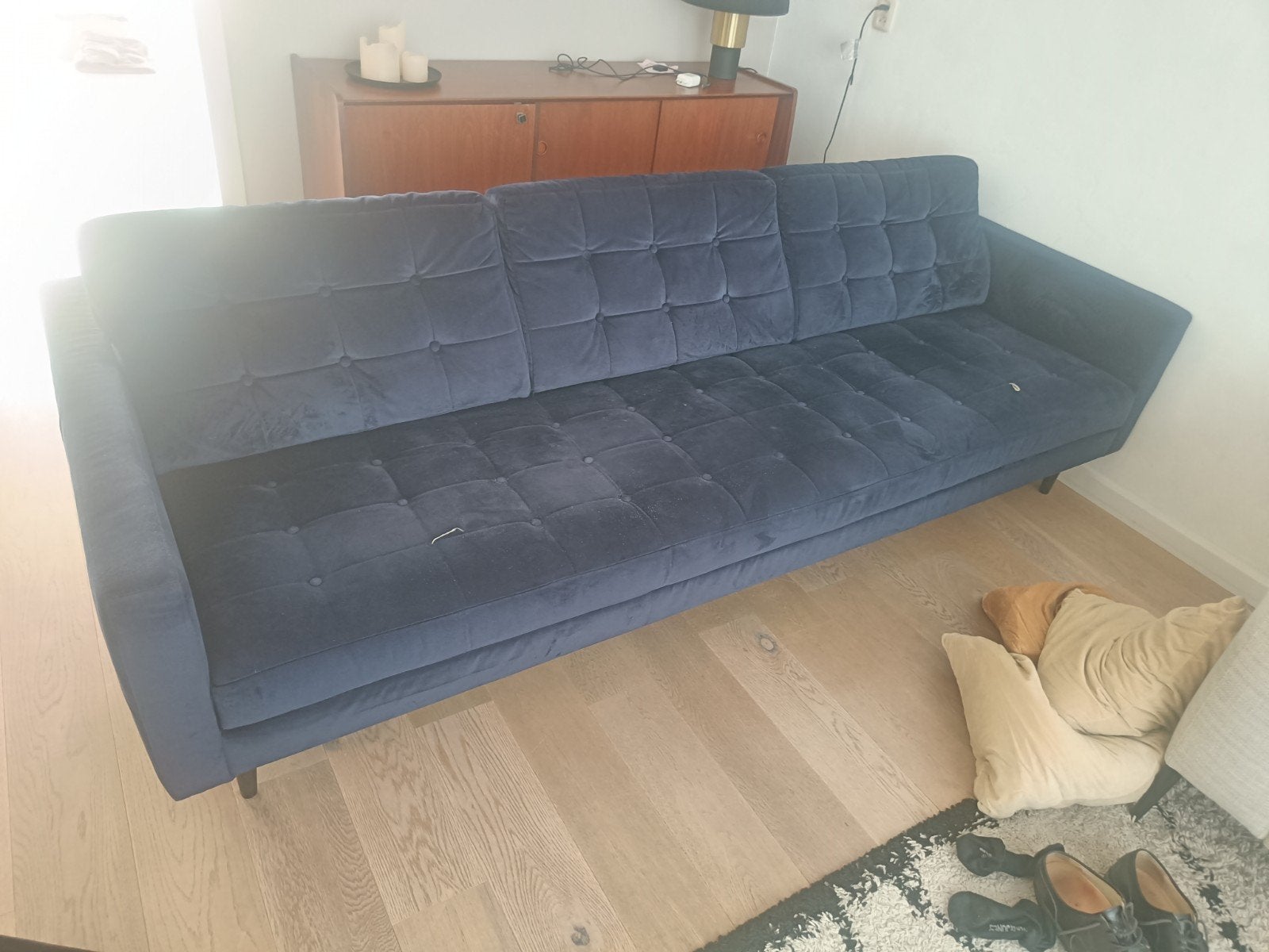 Loods 5 Bank - Donkerblauw - Gebruikt, Huis en Inrichting, Ophalen, Gebruikt, Driepersoons, 75 tot 100 cm