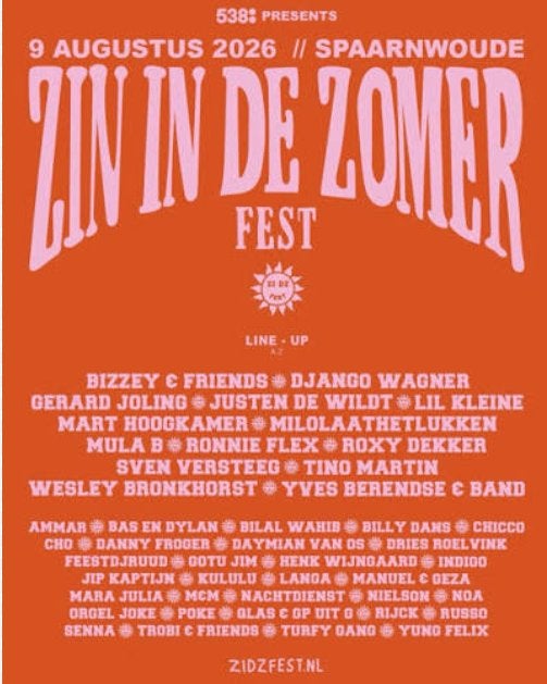 6 tickets Zin In De Zomer Fest 9 augustus, Eén persoon