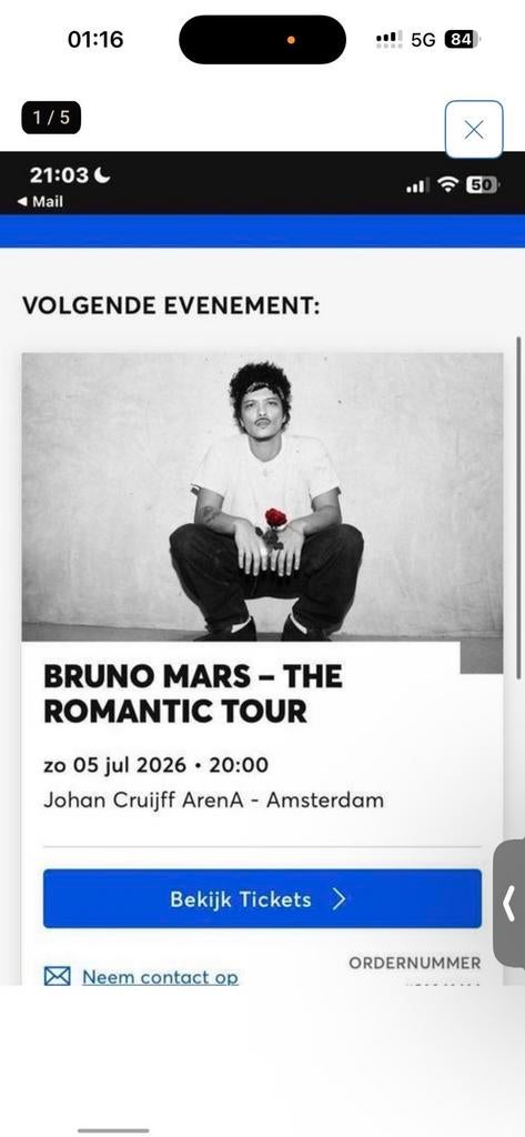 Bruno mars, Tickets en Kaartjes, Twee personen, Juli