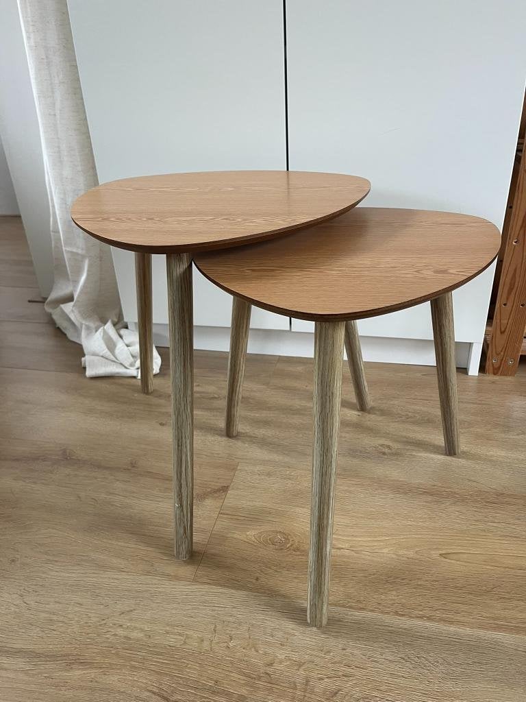 Sklum 2x bijzet tafels van mdf hout 41 x 40cm & 44,5 x 45cm, Overige materialen, Minder dan 55 cm, Zo goed als nieuw, Ophalen