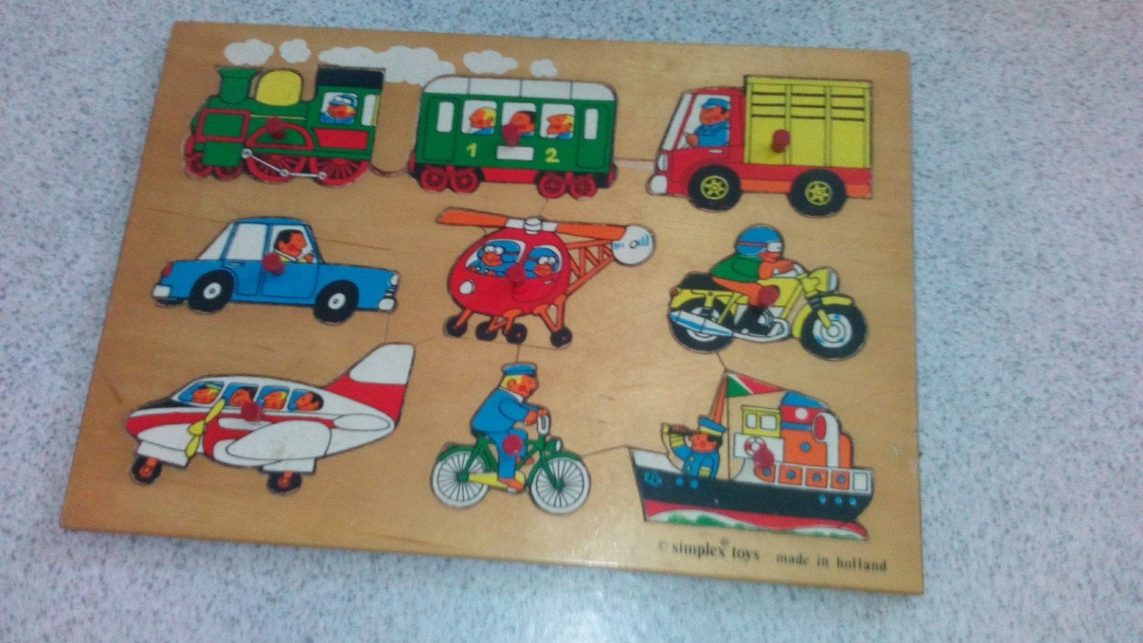 Houten voertuigen insteek puzzel, Ophalen, Minder dan 10 stukjes, 6 maanden tot 2 jaar