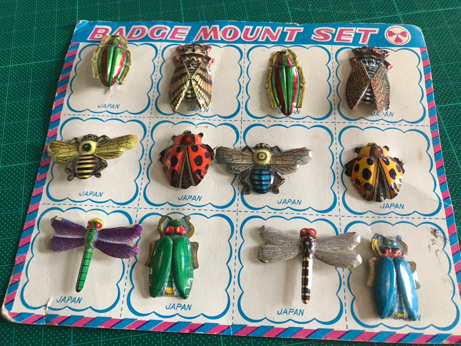 Vintage Broches Jaren '60 Tin Japan - Insecten Set, Overige materialen, Overige kleuren, Minder dan 4 cm, Nieuw