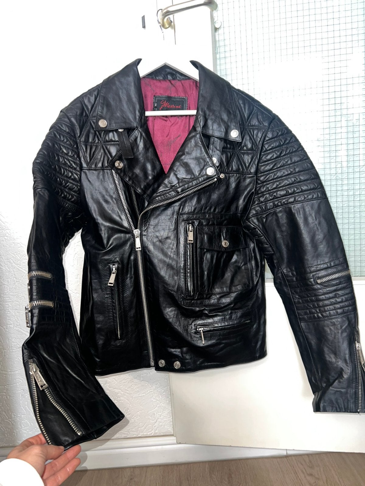 Vintage leren bikerjas. 100% leer, Ophalen, Nieuw, Maat 46/48 (XL) of groter, Zwart