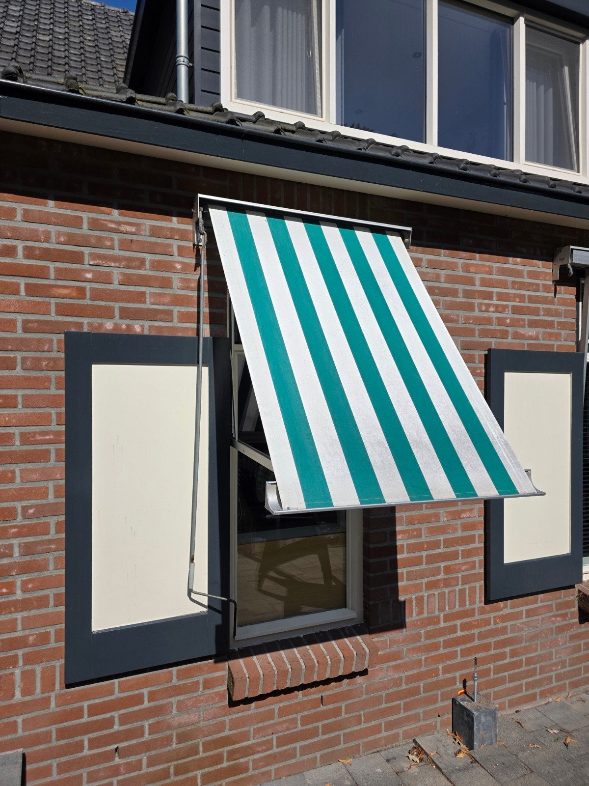 Uitvalscherm groen/wit gestreept - 1x95 /1x175cm breed, Minder dan 150 cm, Ophalen of Verzenden