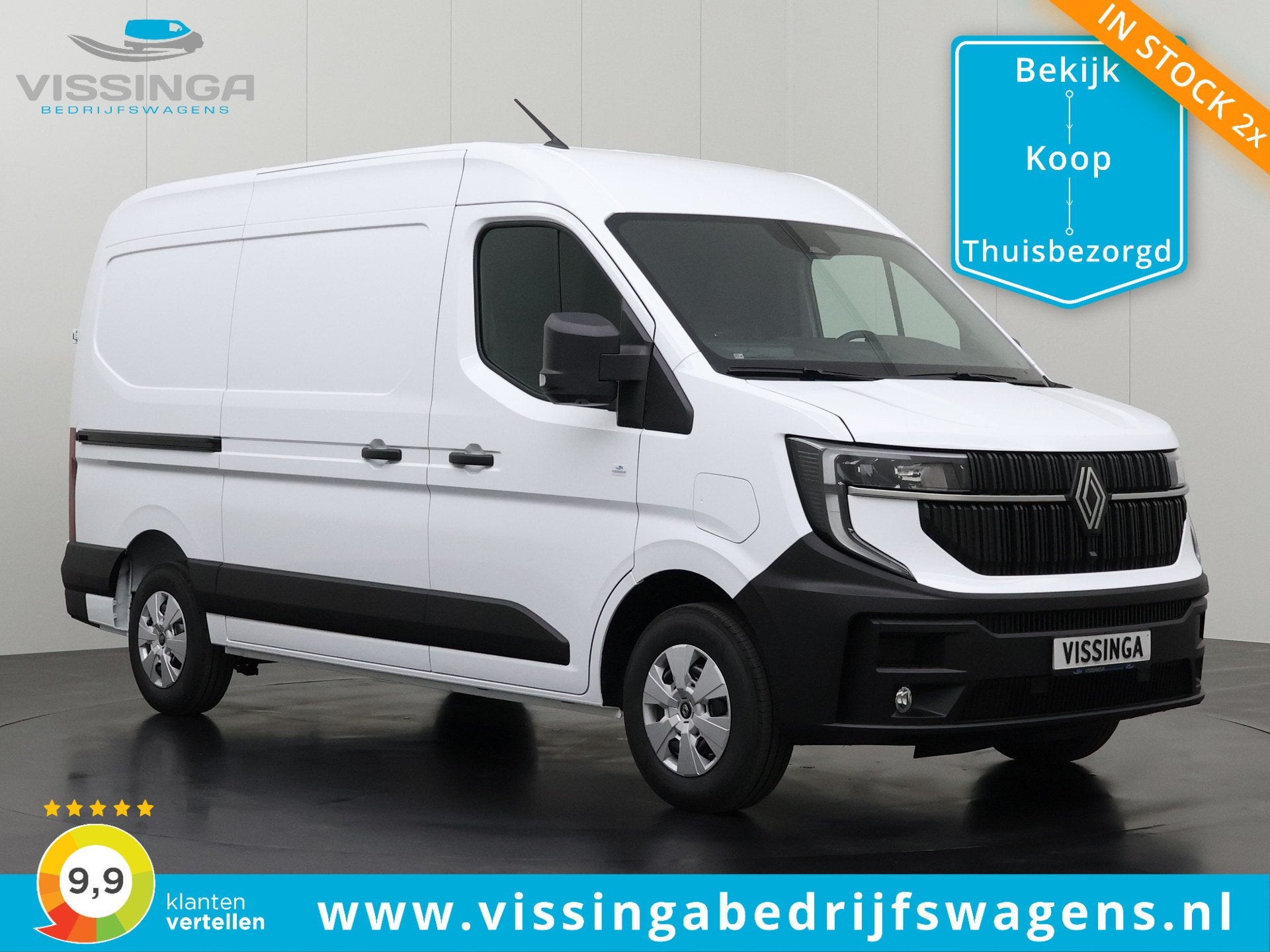 Renault Master E-Tech L2H2 Long Range Advance 87 kWh Wit, Auto's, Huisgarantie, 143 pk, Met garantie (alle), Renault