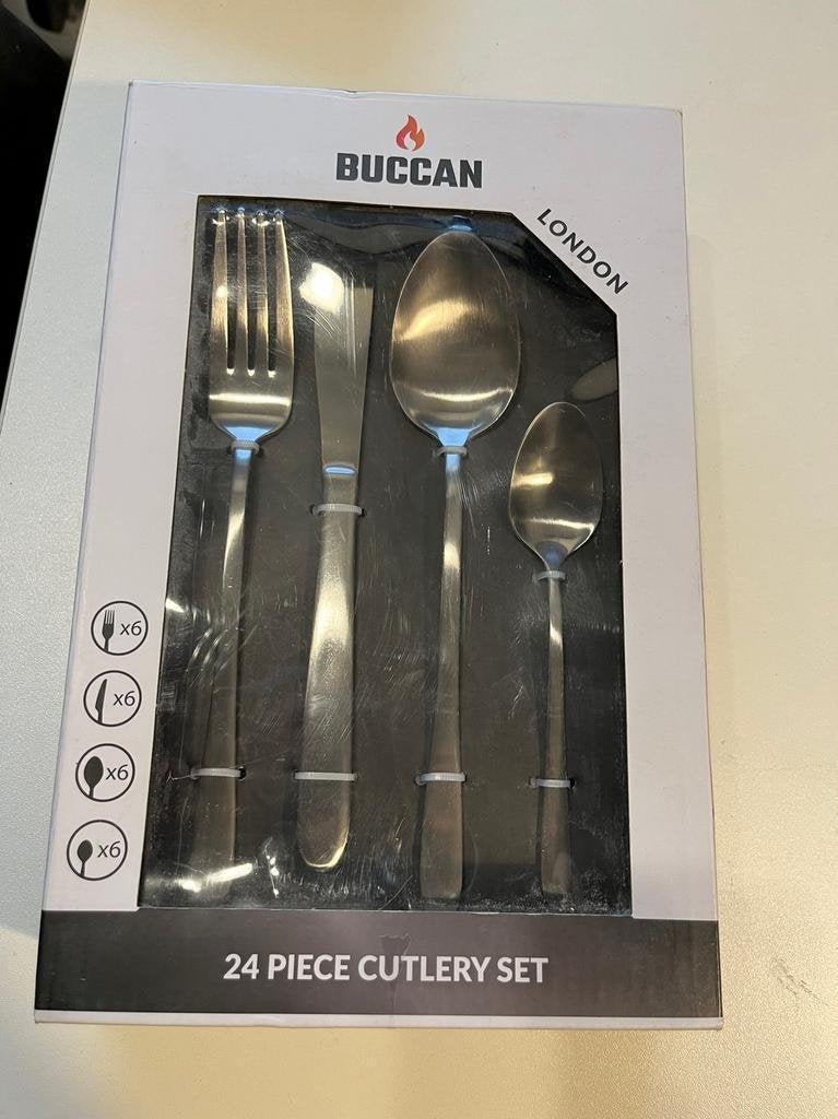 Buccan Bestekset London 24 delig RVS nieuw in verpakking, Ophalen of Verzenden, Nieuw, Rvs of Chroom