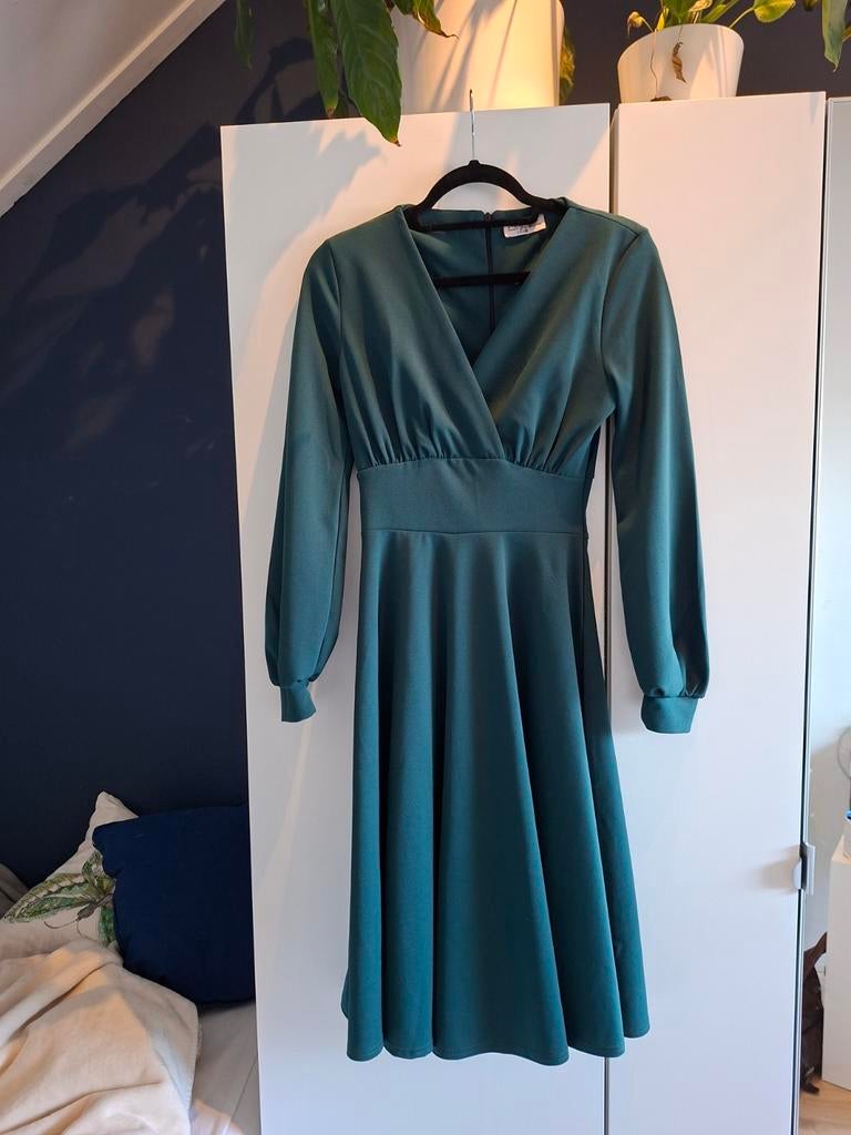 Groene vintage swing jurk van Vintage Chic, maat S, Ophalen of Verzenden, Zo goed als nieuw, Groen, Boven de knie