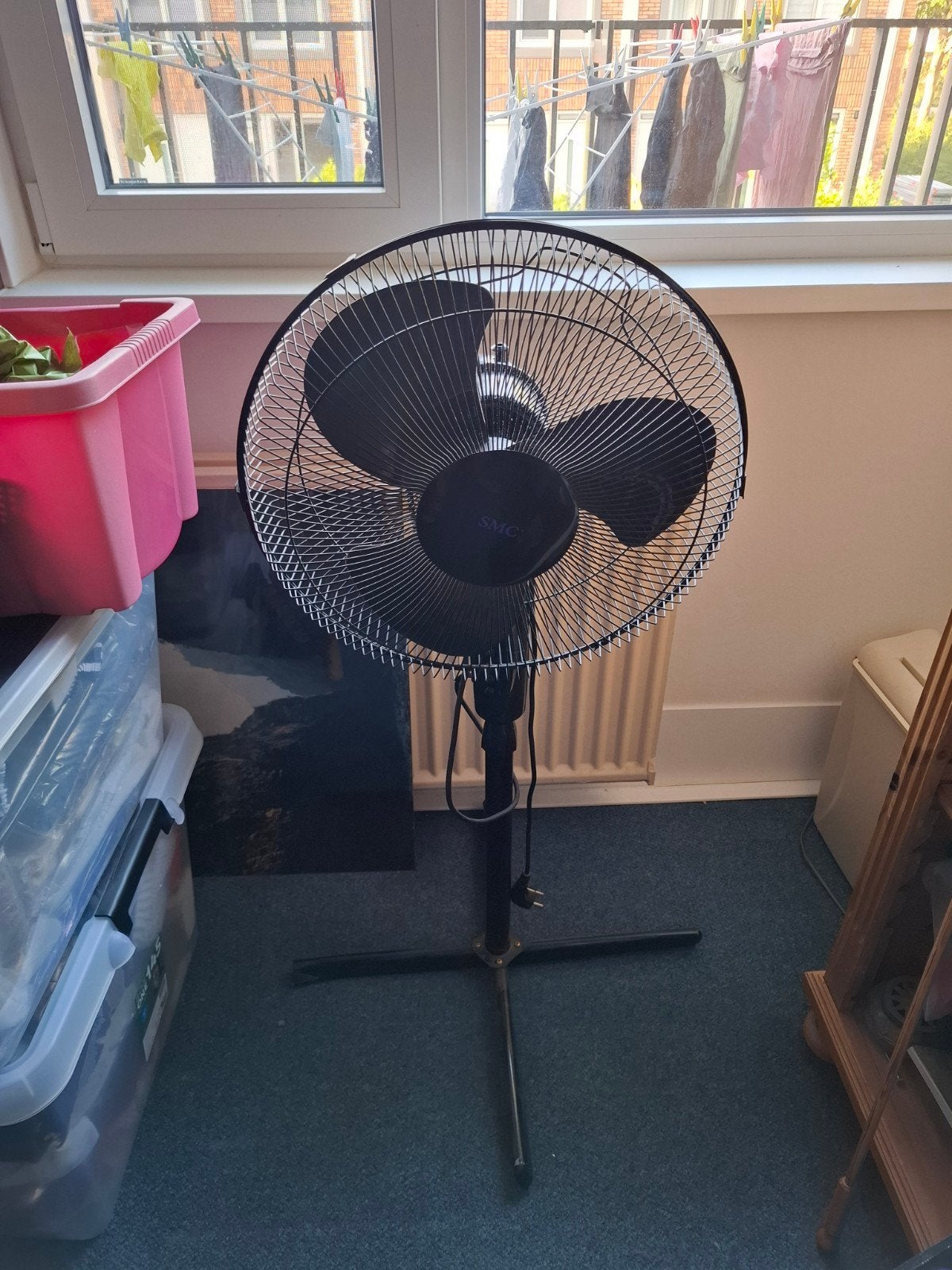 SMC Statiefventilator - Zwart, krachtig en verstelbaar, Witgoed en Apparatuur, Ophalen, Zo goed als nieuw, Statiefventilator