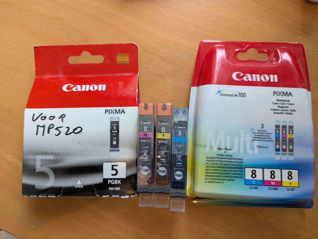 Canon inkt PGI-5BK en CLI-8C/M/Y.   t.e.a.b., Ophalen, Nieuw