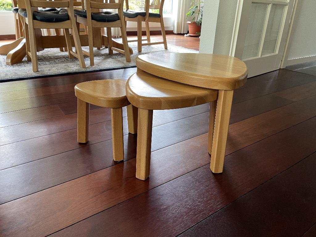 Eiken bijzettafel setje, Huis en Inrichting, Tafels | Bijzettafels, Ophalen, Minder dan 45 cm, Minder dan 55 cm, Gebruikt