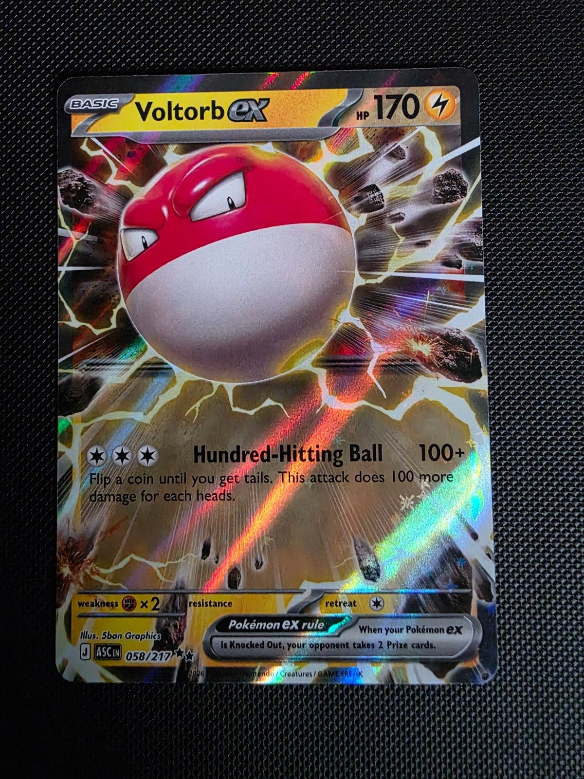 Voltorb ex #058 ascended heroes, Hobby en Vrije tijd, Verzamelkaartspellen | Pokémon, Ophalen of Verzenden, Nieuw, Losse kaart