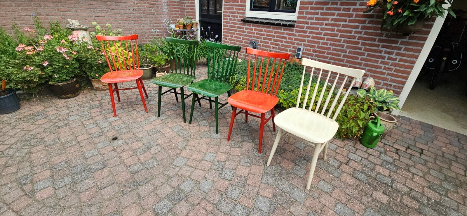 Retro jaren 70 stoelen 5 stuks, Ophalen, Gebruikt, Overige kleuren, Vijf, Zes of meer stoelen