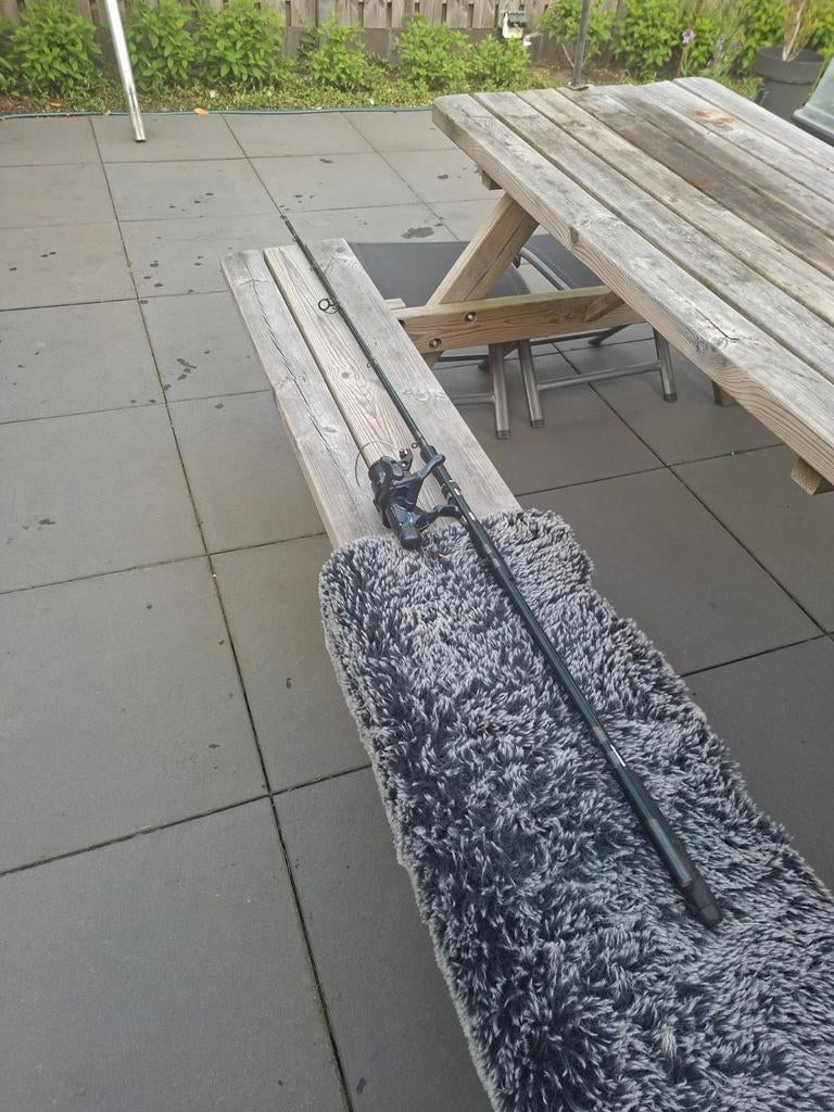 Karper hengel met molen, Watersport en Boten, Hengelsport | Algemeen, Zo goed als nieuw, Complete hengel, Ophalen