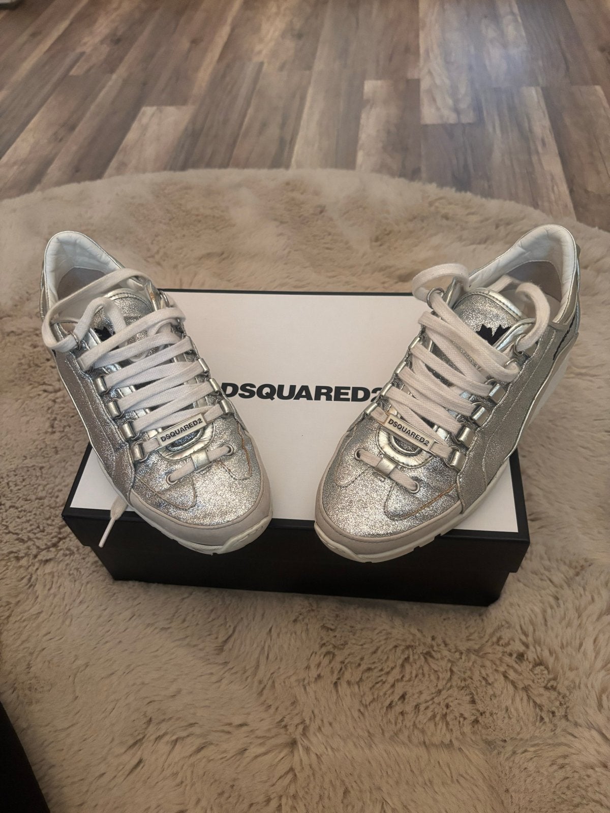 Dsquared2 Glitter Sneakers - Zilver - Maat 37, Ophalen of Verzenden, Gedragen, Overige kleuren, Sneakers of Gympen