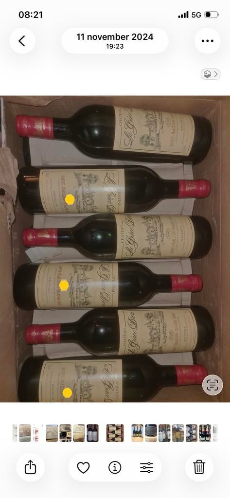 6x Chateau Le Grace Dieu 1989 Saint-Emilion Grand Cru, Frankrijk, Ophalen of Verzenden, Zo goed als nieuw, Rode wijn