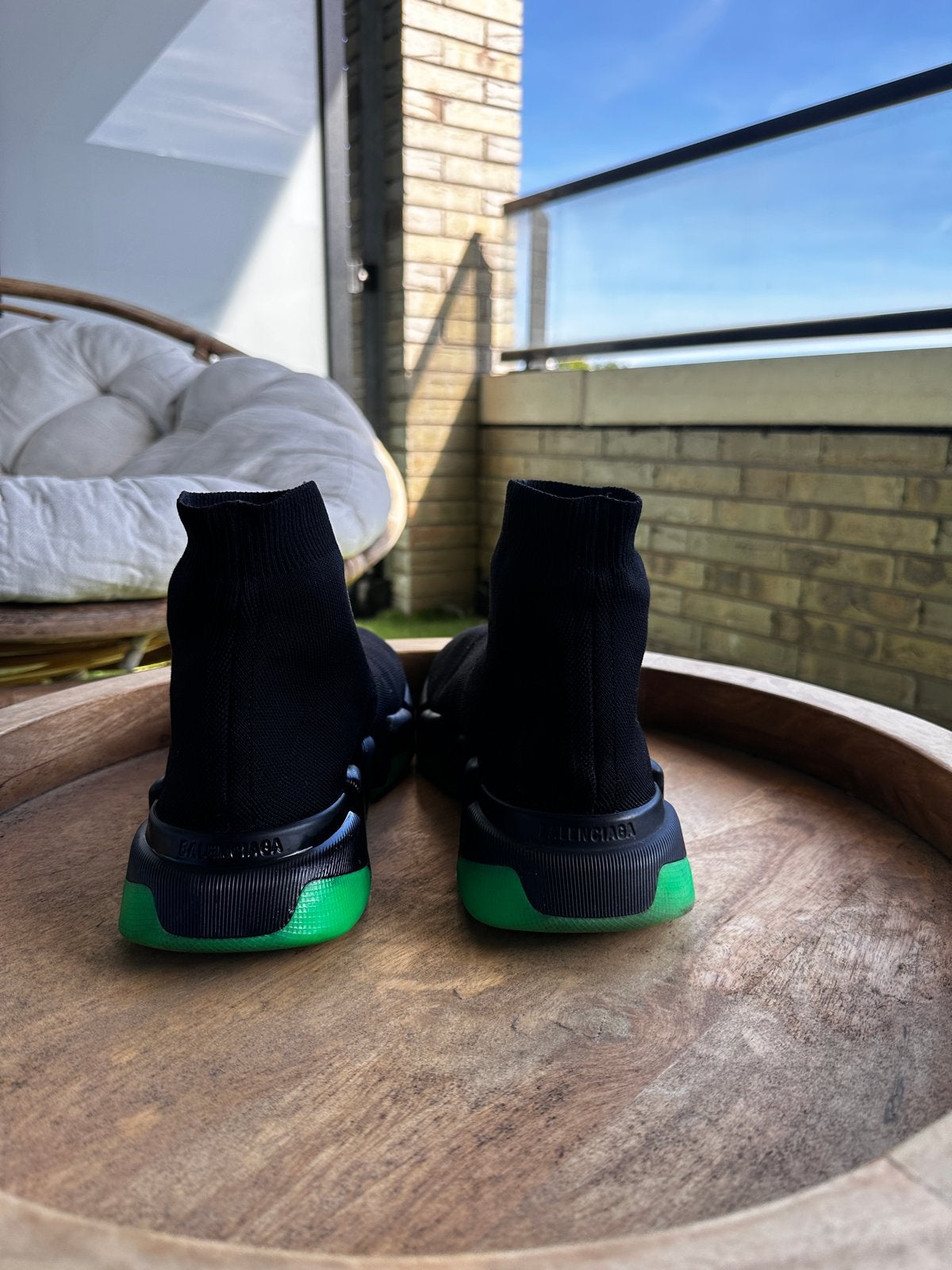 Balenciaga Speed 2.0 Sneakers Zwart/Groen, Ophalen, Zo goed als nieuw, Zwart, Sneakers of Gympen