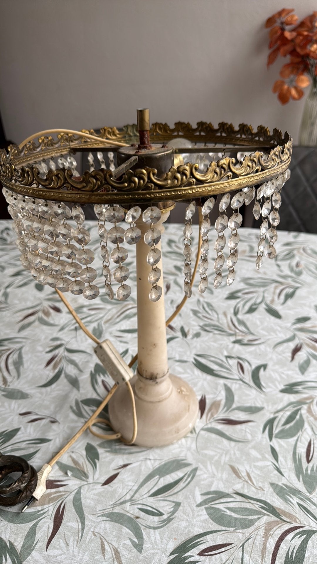 Antieke stand lamp met marmeren voet, Ophalen, Zo goed als nieuw