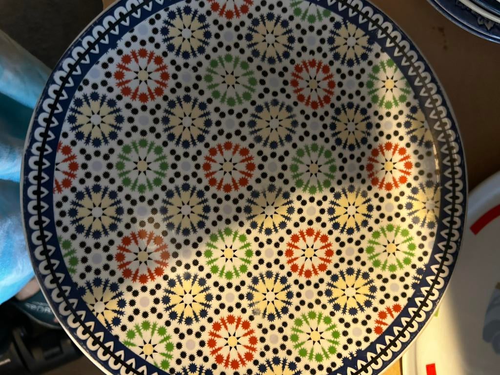 Vintage Chinees porseleinen bord met  rood stempel, Ophalen of Verzenden, Porselein, Overige stijlen