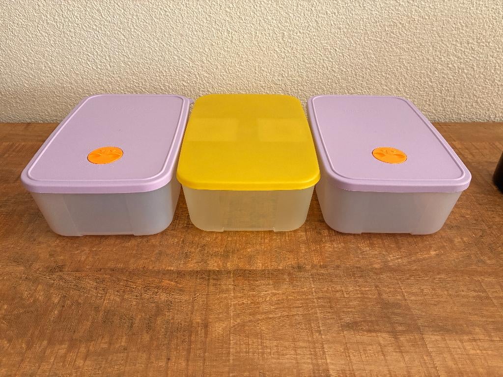 Tupperware pakket van 3 rechthoekige bakken 1,5 liter. PRIMA, Huis en Inrichting, Keuken | Tupperware, Ophalen of Verzenden, Gebruikt